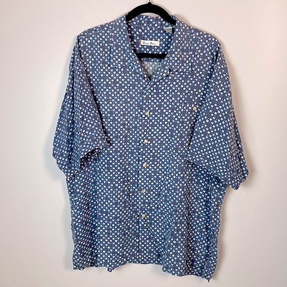 Vintage 100% Silk Burma Bibas button down short sleeve shirt - Picture 1 of 8